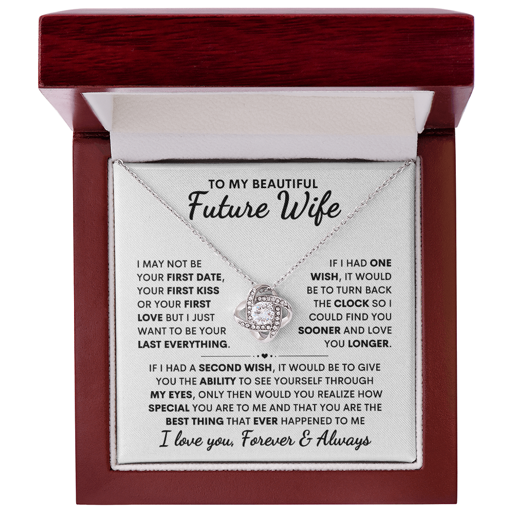 Future Wife Gift, "First Kiss First Date" Love Knot Necklace