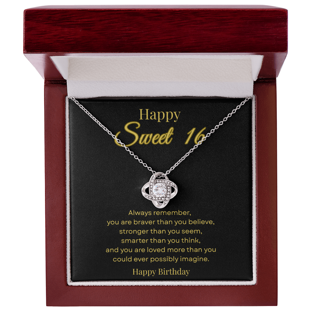 Happy Sweet 16 Love Knot Necklace