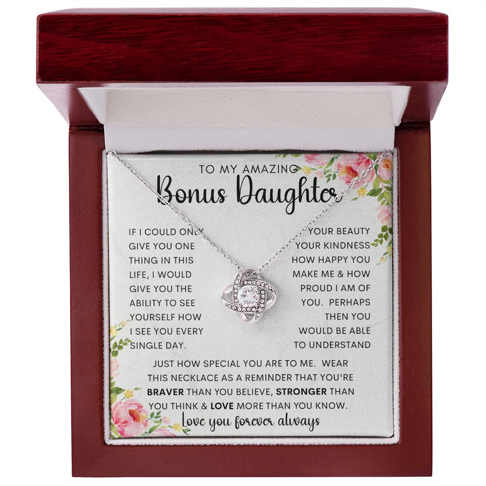 To My Amazing Bonus Daughter | Love Knot Necklace