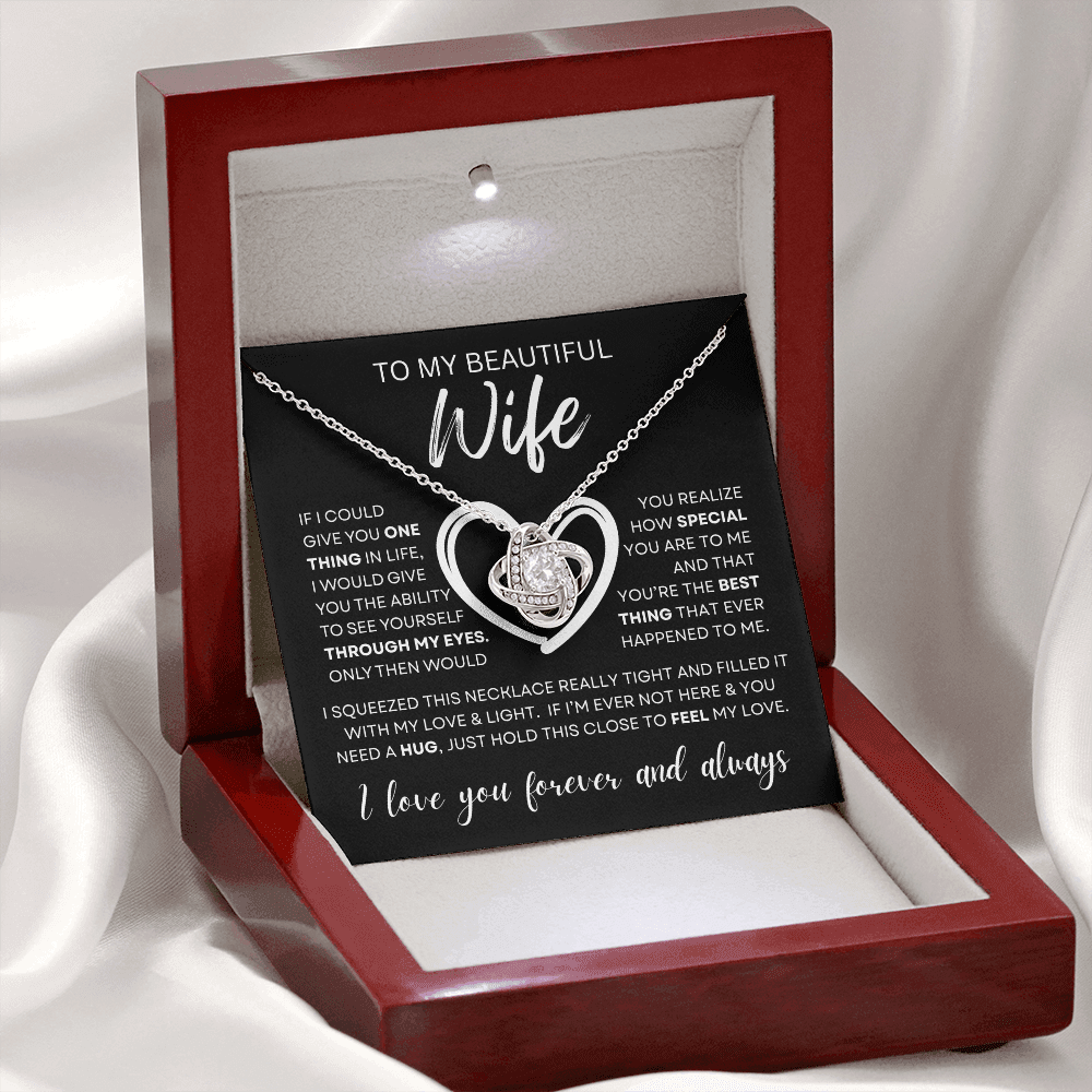 Gift for Wife "Through My Eyes" Love Knot Necklace
