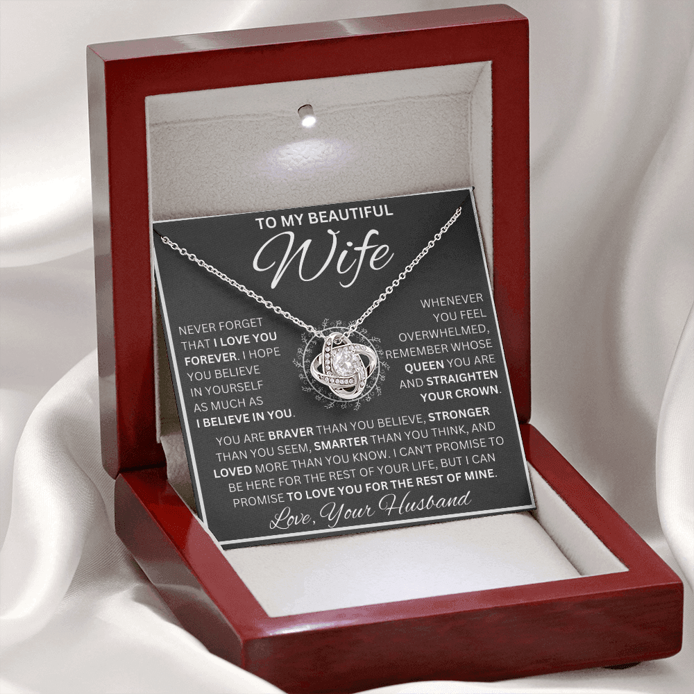 Gift for Wife "A Gift Fit for a Queen" Love Knot Necklace