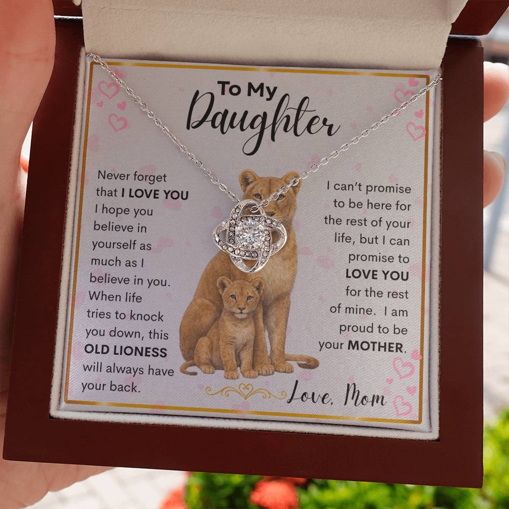 Gift for Daughter "Proud Mother" Love Knot Necklace