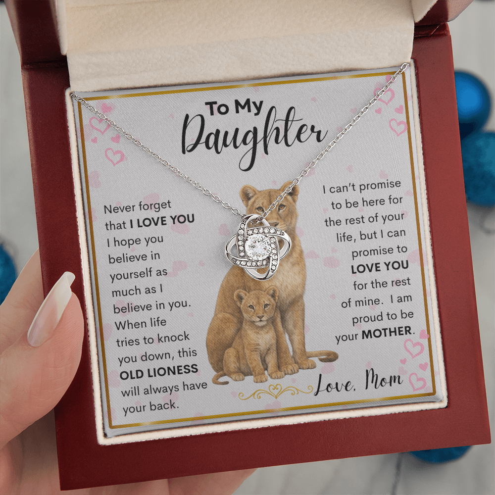 Gift for Daughter "Proud Mother" Love Knot Necklace