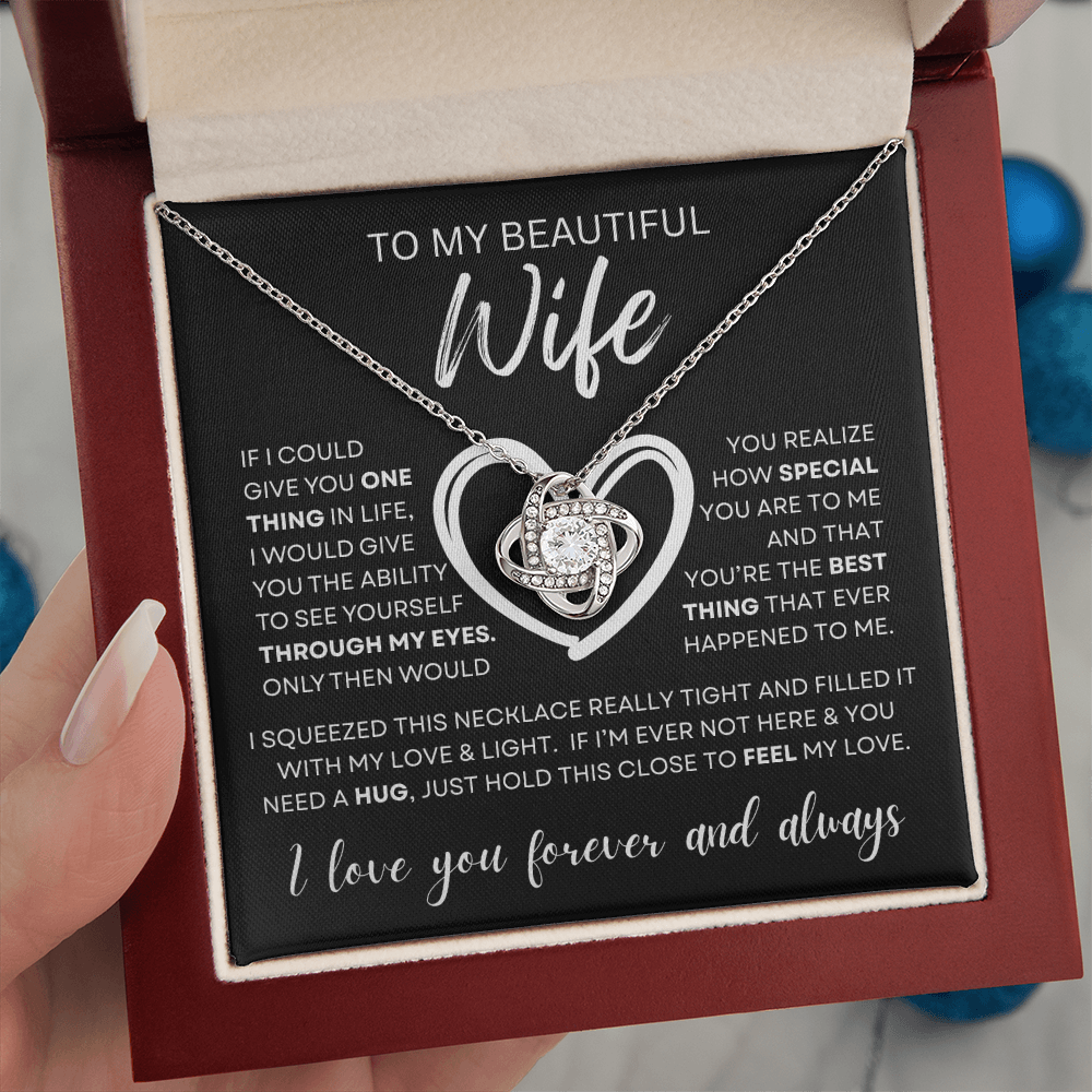 Gift for Wife "Through My Eyes" Love Knot Necklace