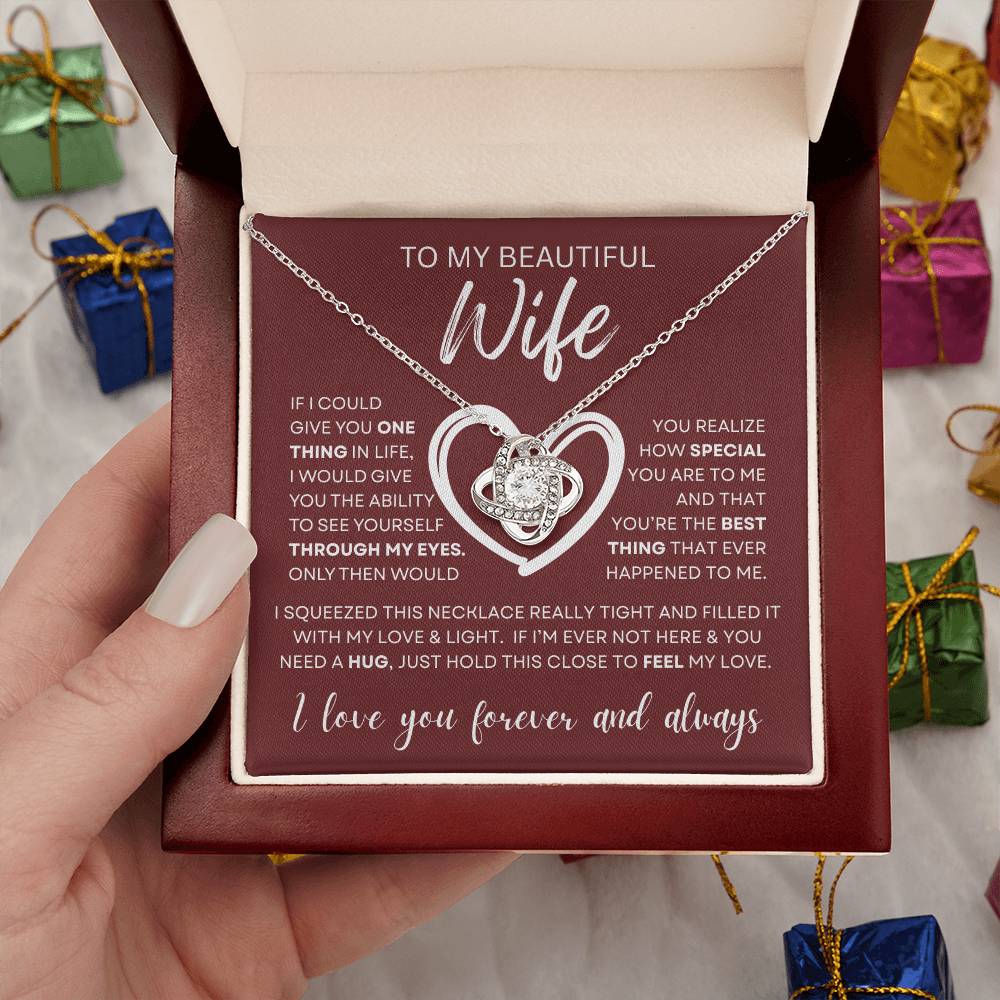 Gift for Wife "Through My Eyes" Love Knot Necklace
