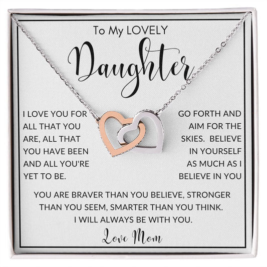 To My Lovely Daughter | Interlocking Hearts necklace