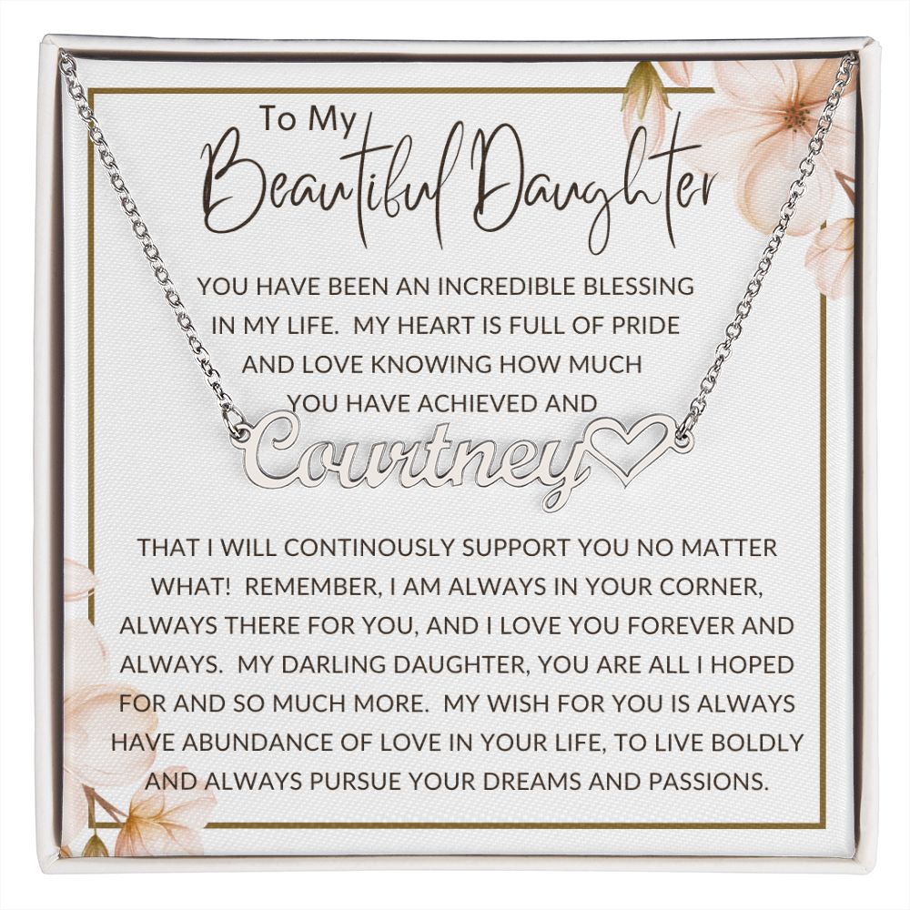 To My Beautiful Daughter | Personalized Heart Name Necklace