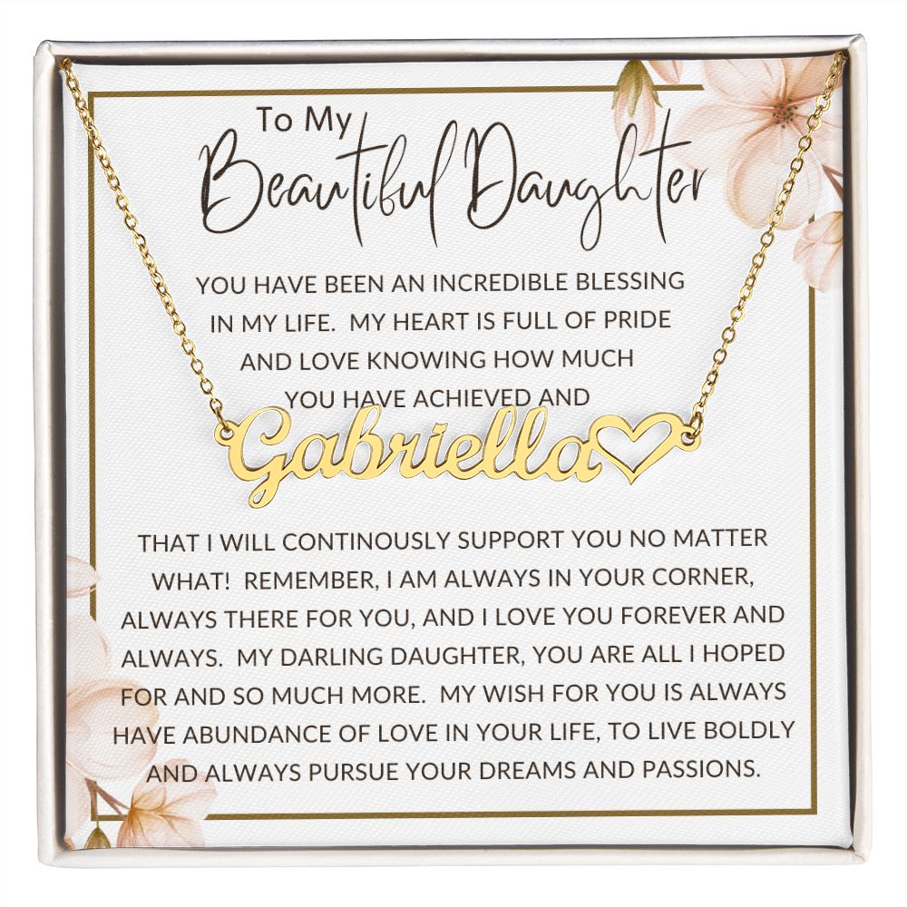 To My Beautiful Daughter | Personalized Heart Name Necklace