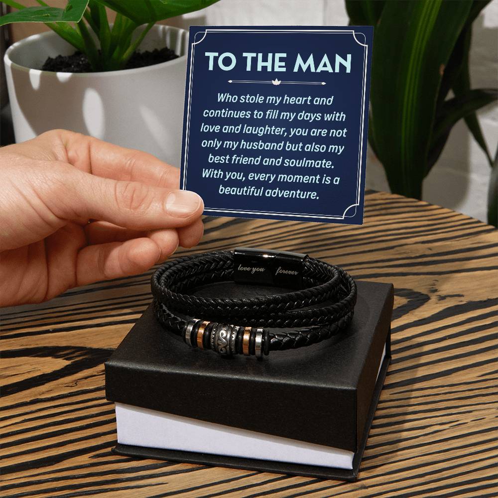 To the Man Forever Love Bracelet - Engraved Sentiment