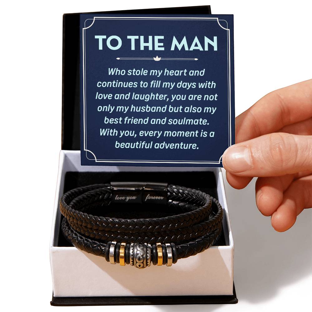 To the Man Forever Love Bracelet - Engraved Sentiment