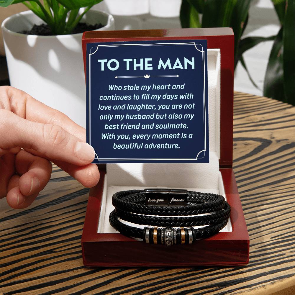 To the Man Forever Love Bracelet - Engraved Sentiment