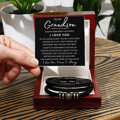 To My Grandson - Men's "Love You Forever" Bracelet