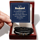 To My Husband Forever Love Bracelet - Engraved Sentiment - Soulmate Gift - Stainless Steel & Vegan Leather - Thoughtful Anniversary Present