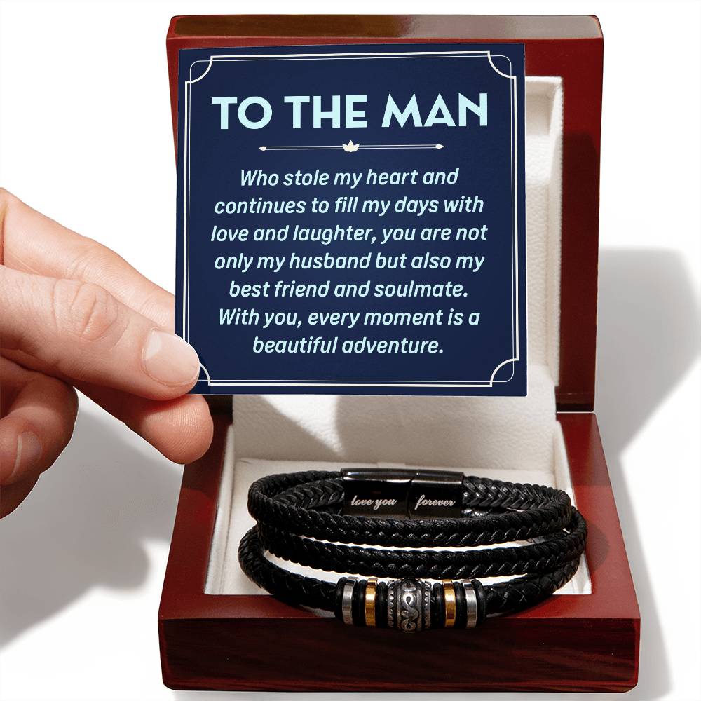 To the Man Forever Love Bracelet - Engraved Sentiment