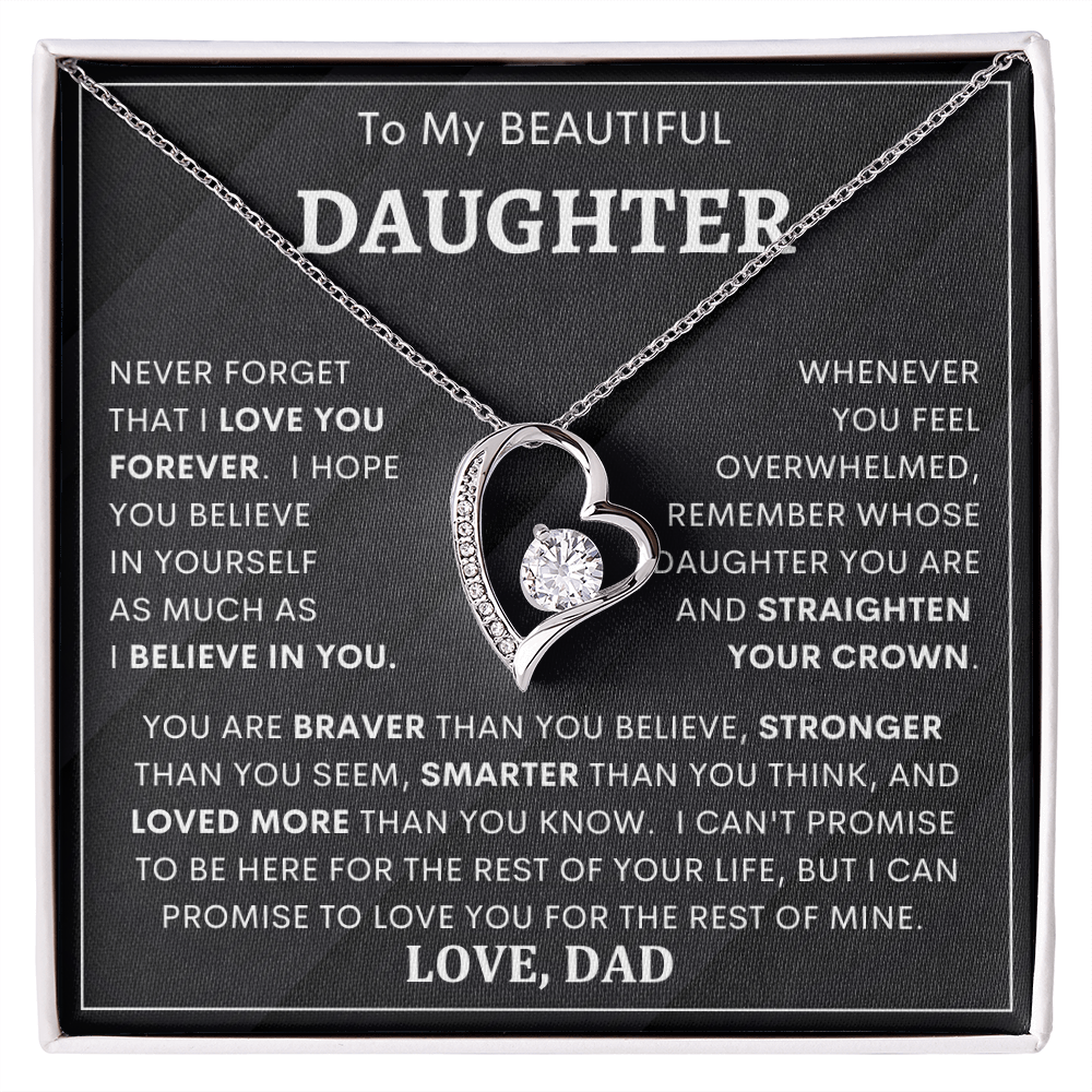 Heartfelt Gift for Daughter from Dad – “Never Forget That I Love You Forever” Necklace