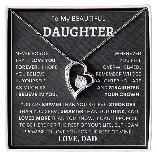 Heartfelt Gift for Daughter from Dad – “Never Forget That I Love You Forever” Necklace