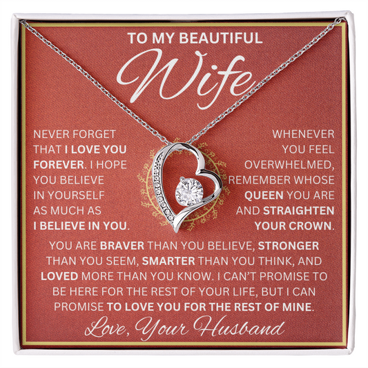 Gift for Wife "Never Forget I Love You" Love Knot Necklace