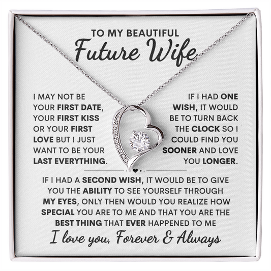 Future Wife Gift, "First Date First Kiss" Heart Necklace