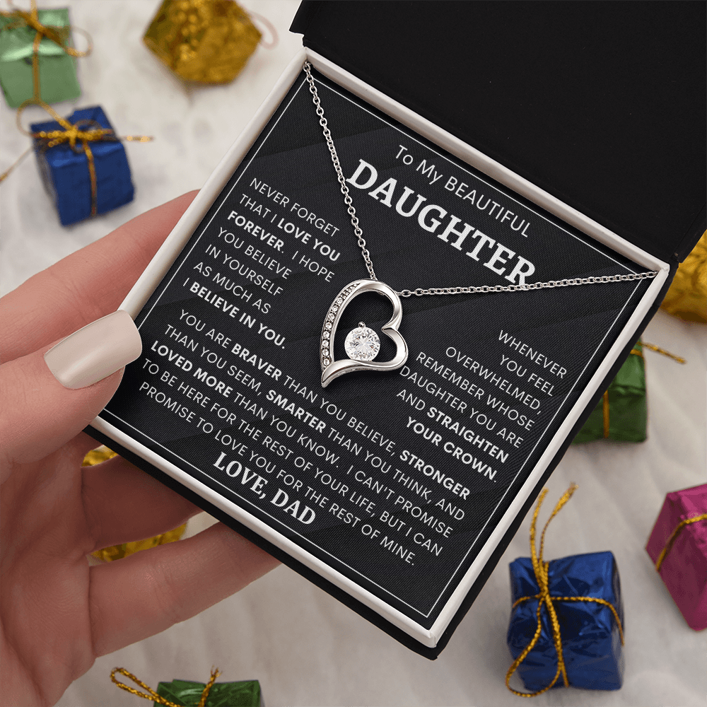 Heartfelt Gift for Daughter from Dad – “Never Forget That I Love You Forever” Necklace