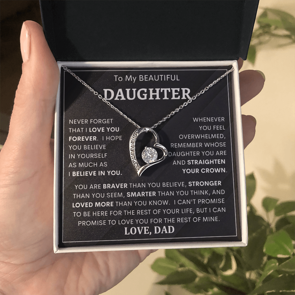 Heartfelt Gift for Daughter from Dad – “Never Forget That I Love You Forever” Necklace