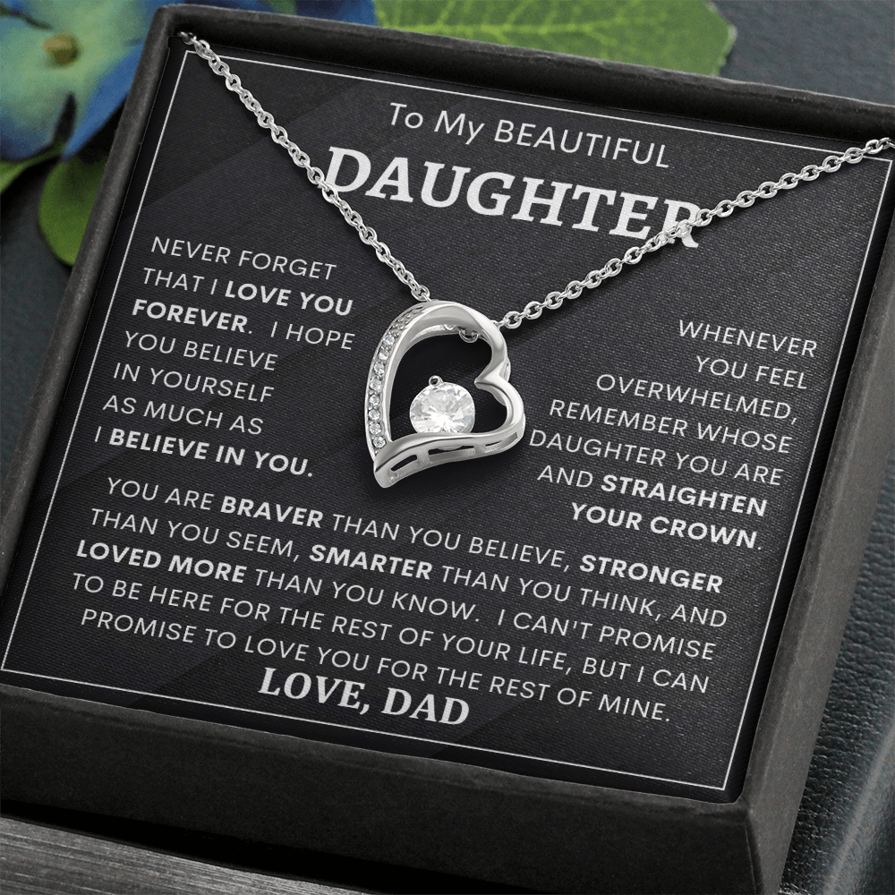 Heartfelt Gift for Daughter from Dad – “Never Forget That I Love You Forever” Necklace