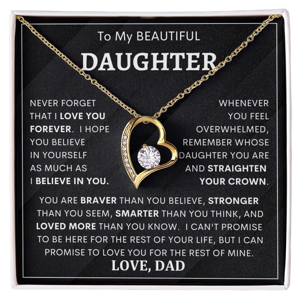 Heartfelt Gift for Daughter from Dad – “Never Forget That I Love You Forever” Necklace