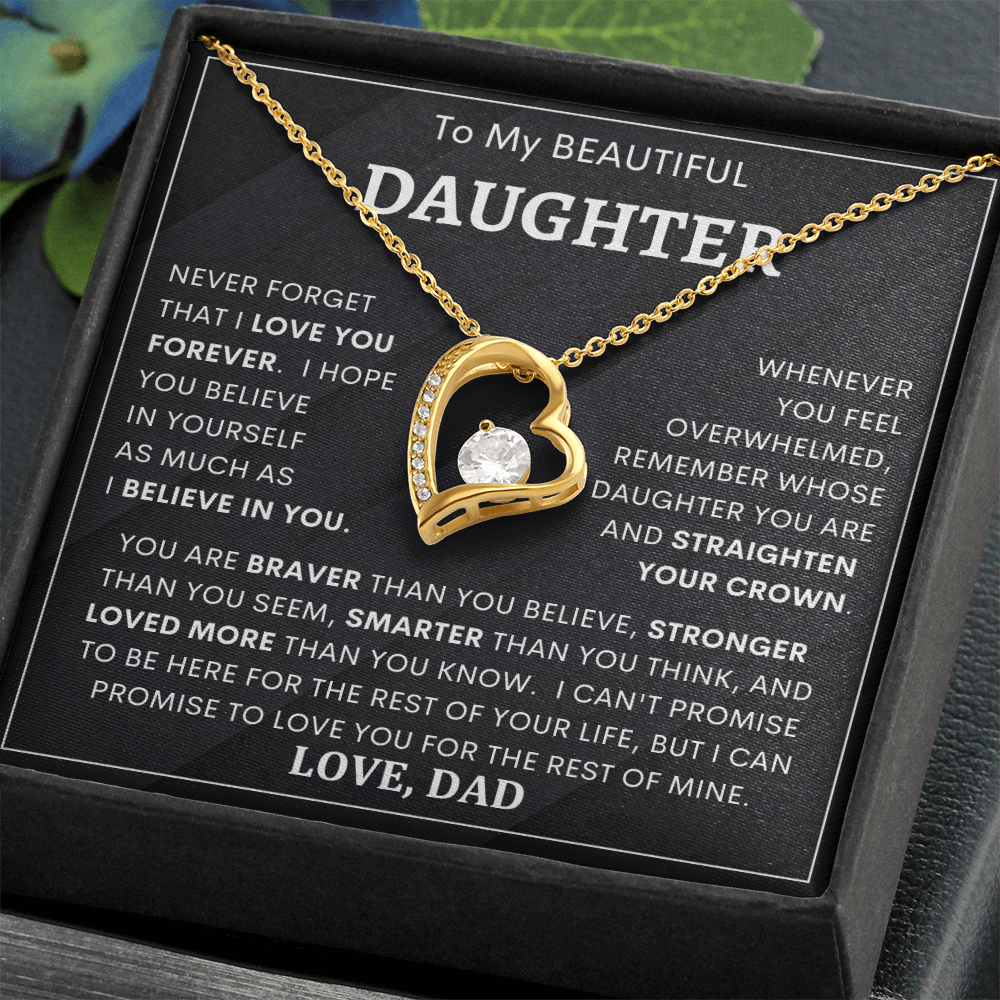Heartfelt Gift for Daughter from Dad – “Never Forget That I Love You Forever” Necklace