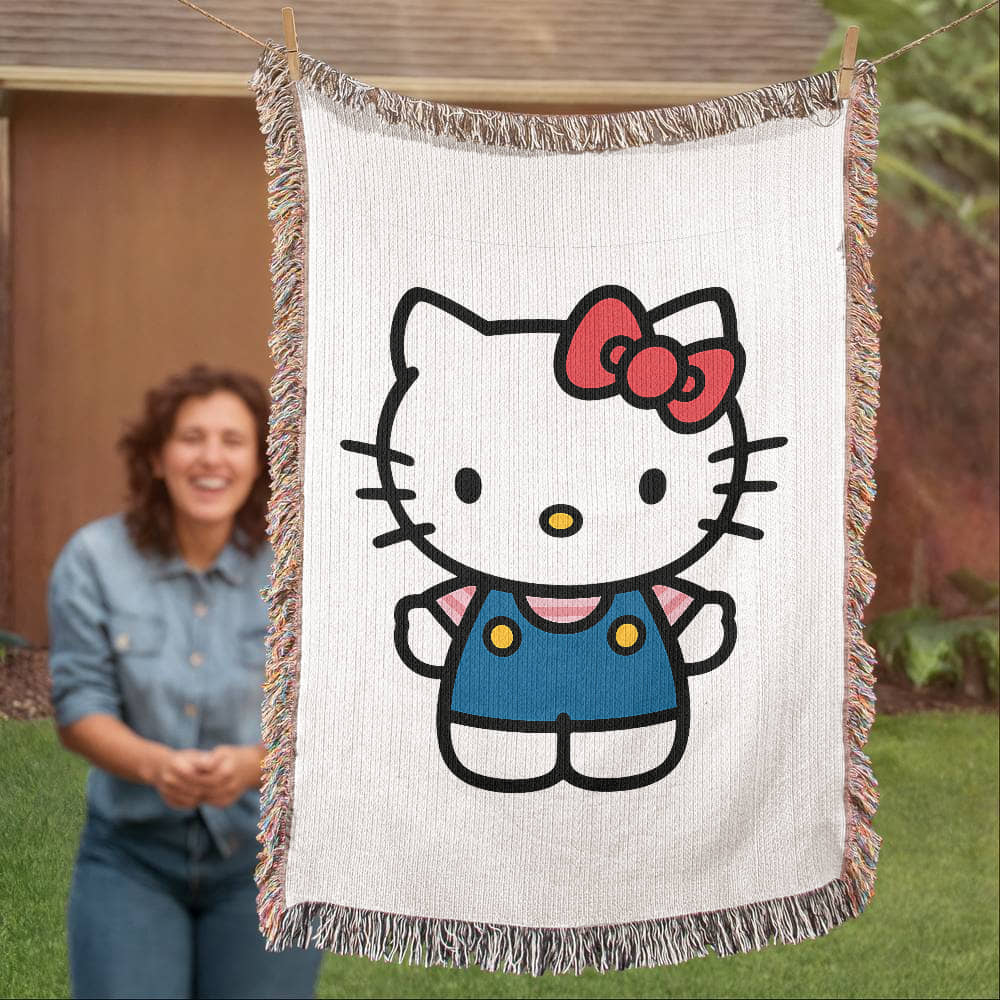 Cute Kitty Woven Blanket