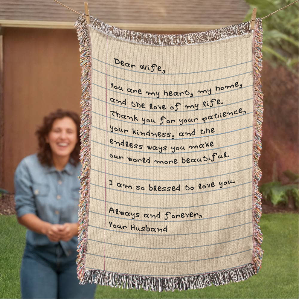 Dear Wife Letter Woven Blanket