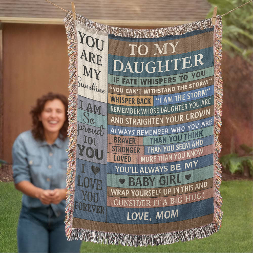 To  My Daughter Love Mom Woven Blanket