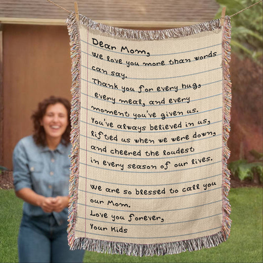Dear Mom Letter Woven Blanket
