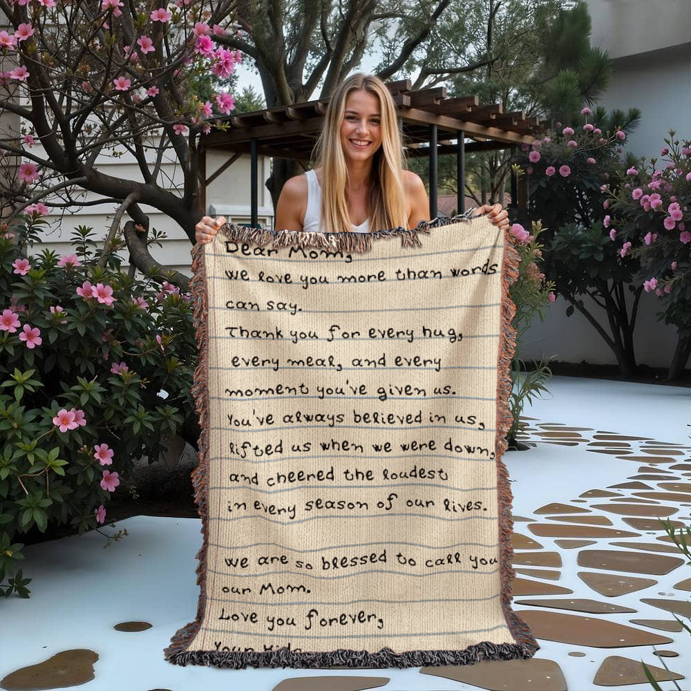 Dear Mom Letter Woven Blanket