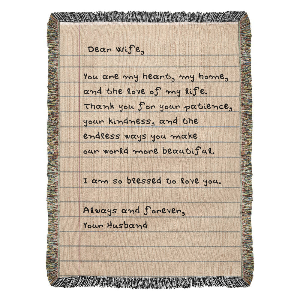 Dear Wife Letter Woven Blanket