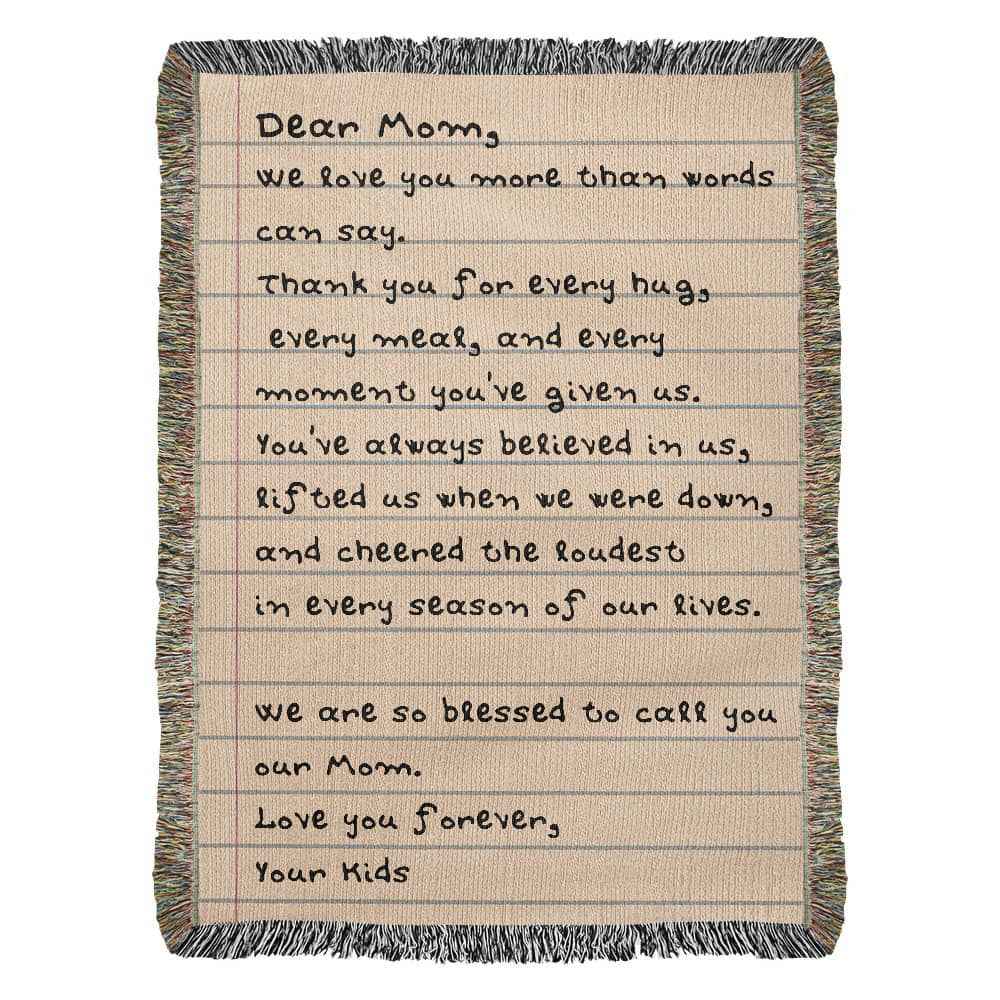 Dear Mom Letter Woven Blanket