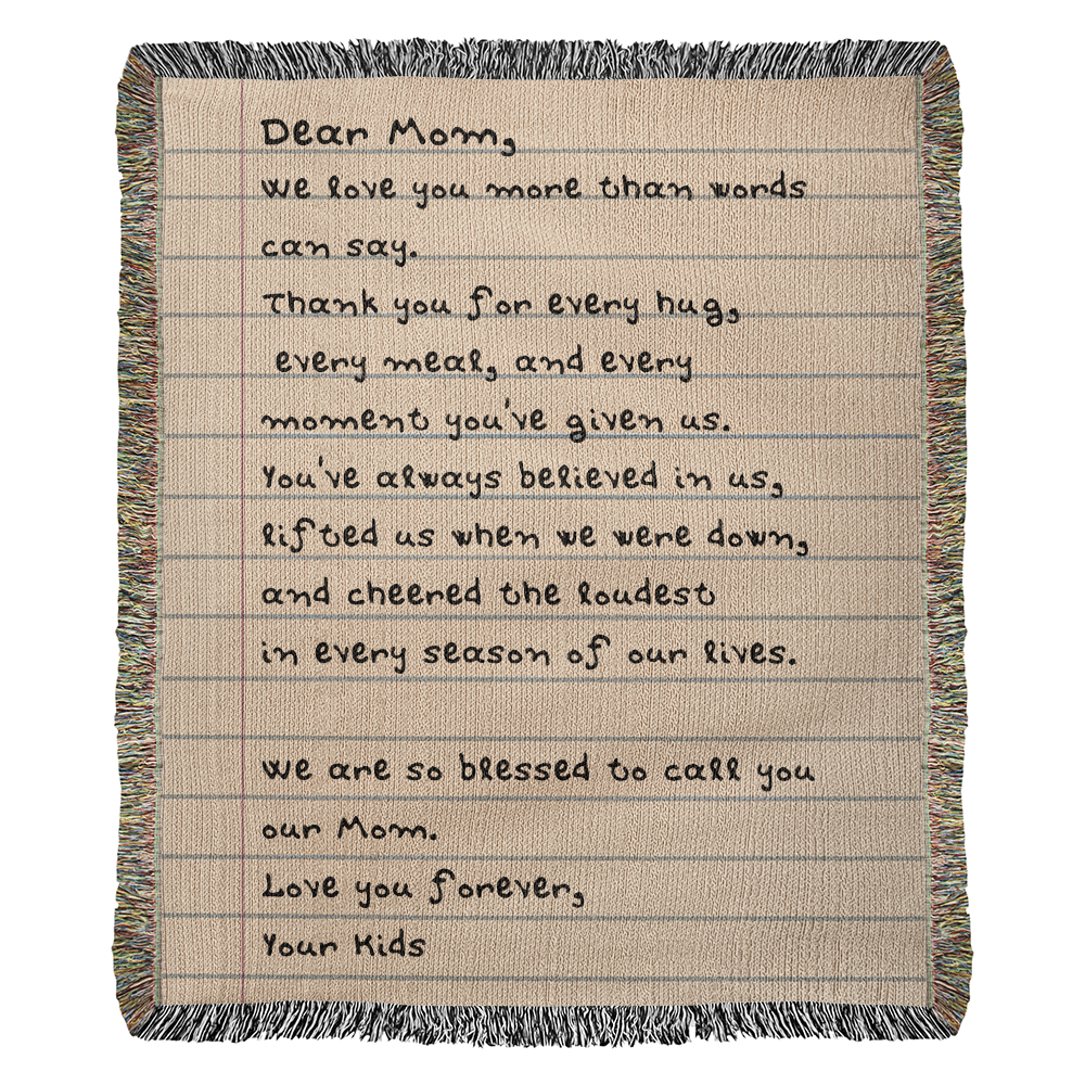Dear Mom Letter Woven Blanket