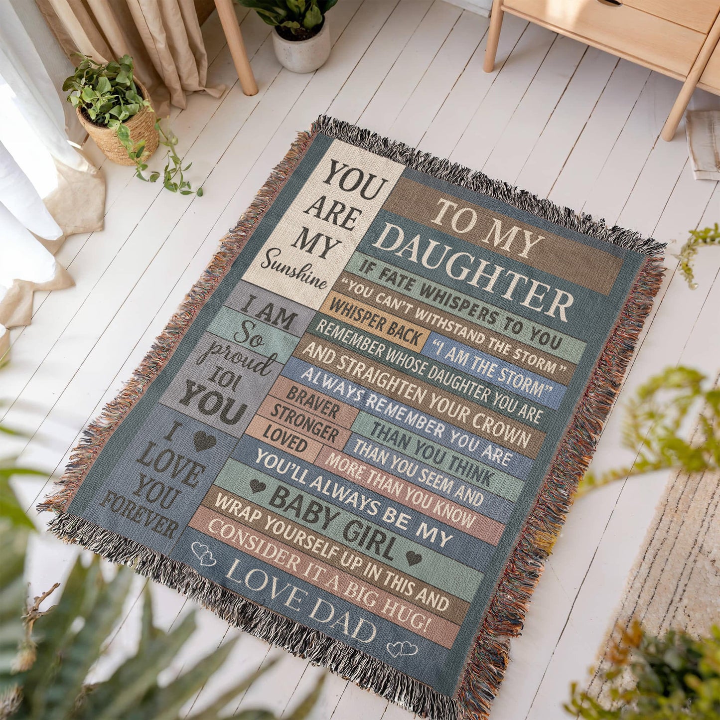 To My Beautiful Daughter – Rustic Plank Blanket – Christmas Birthday Keepsake