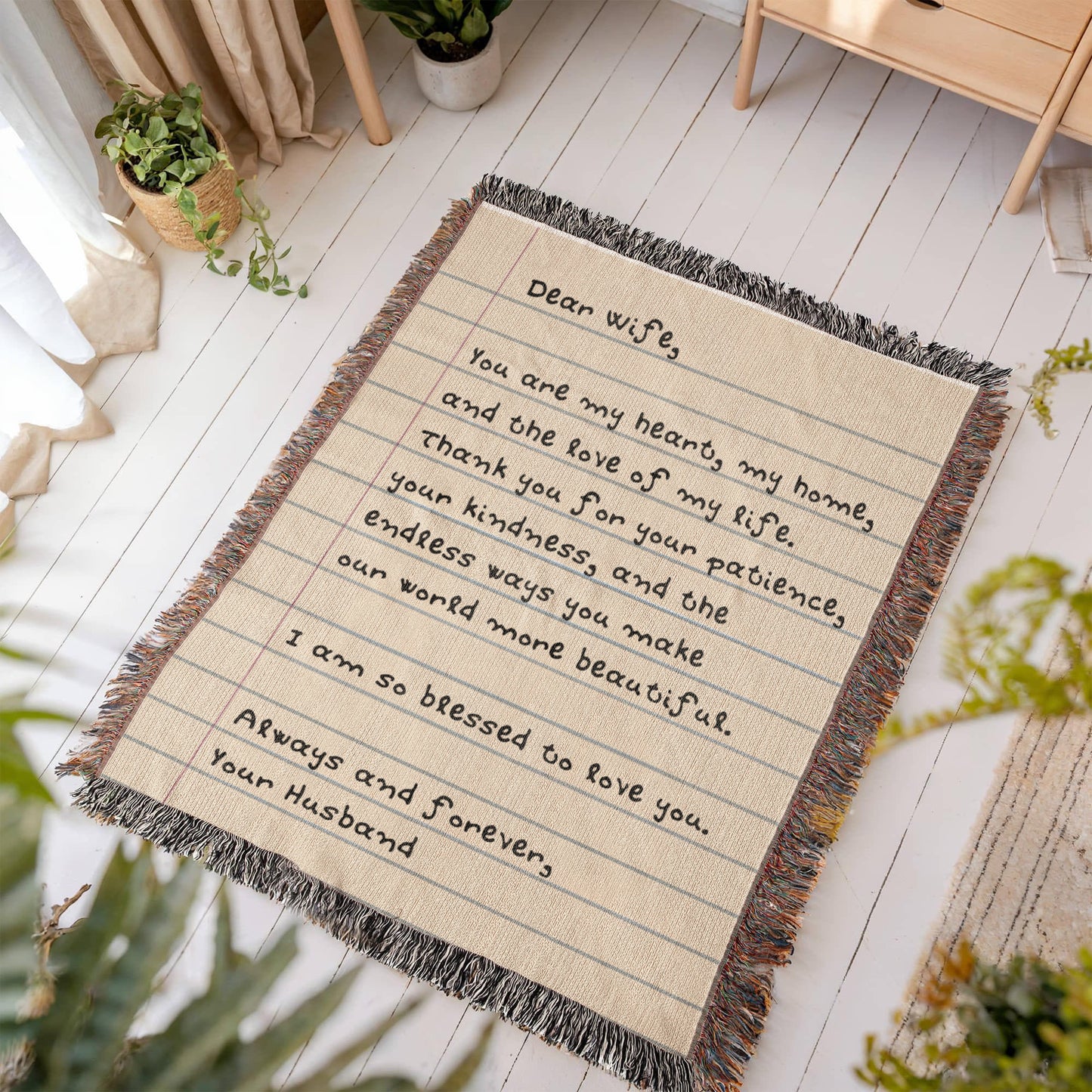 Dear Wife Letter Woven Blanket