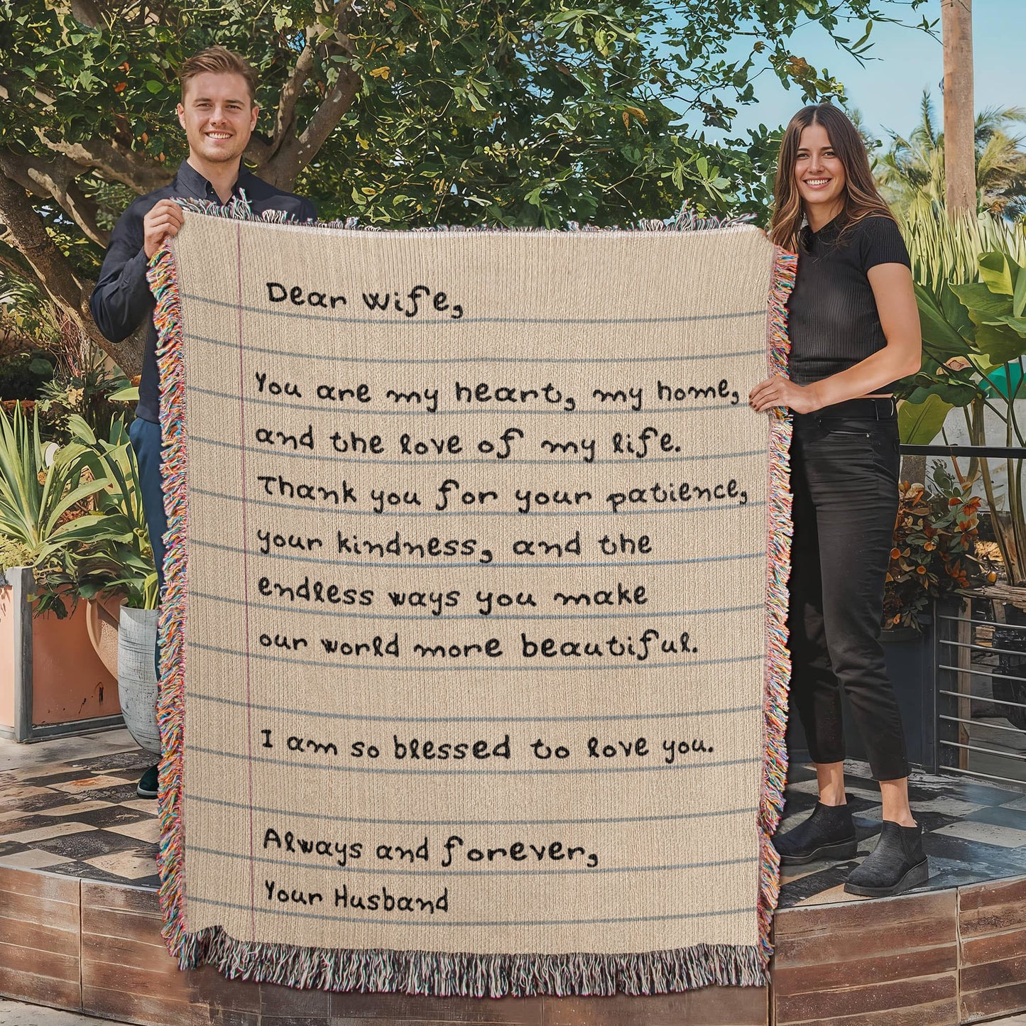 Dear Wife Letter Woven Blanket