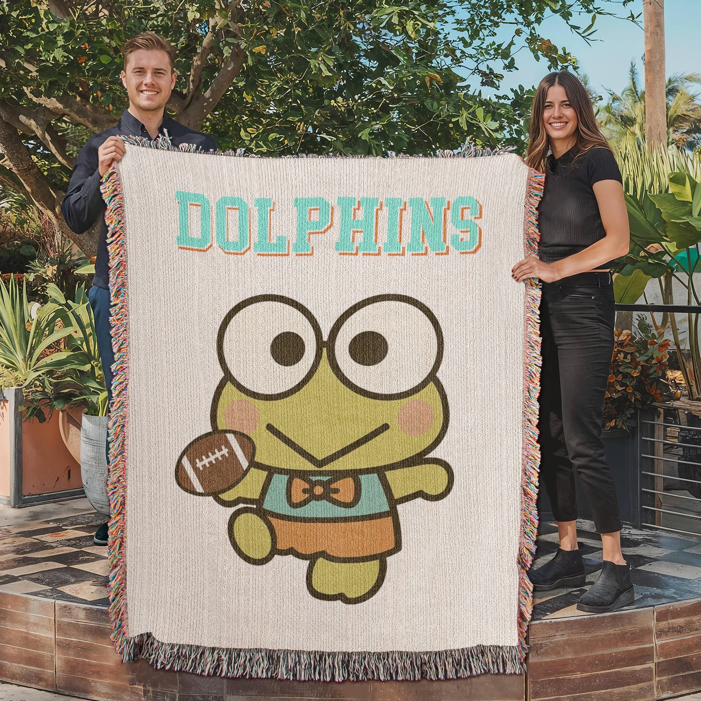 Cute Frog Kawaii Inspired Woven Blanket