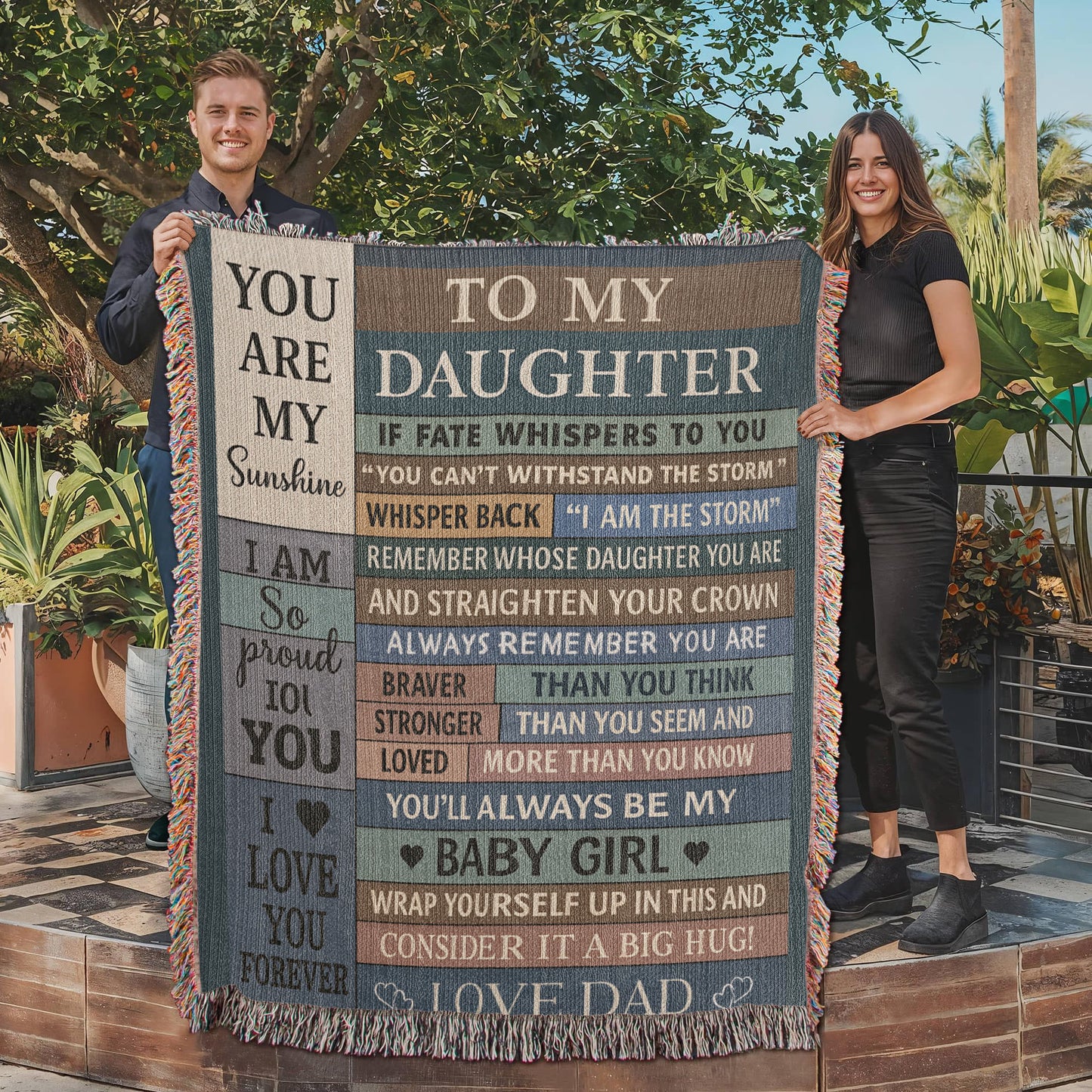 To My Beautiful Daughter – Rustic Plank Blanket – Christmas Birthday Keepsake