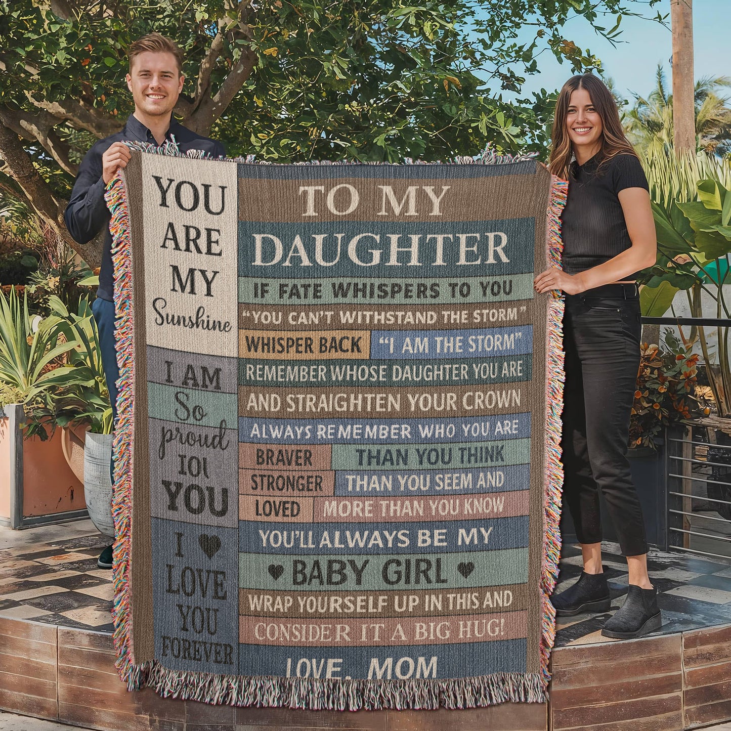 To  My Daughter Love Mom Woven Blanket