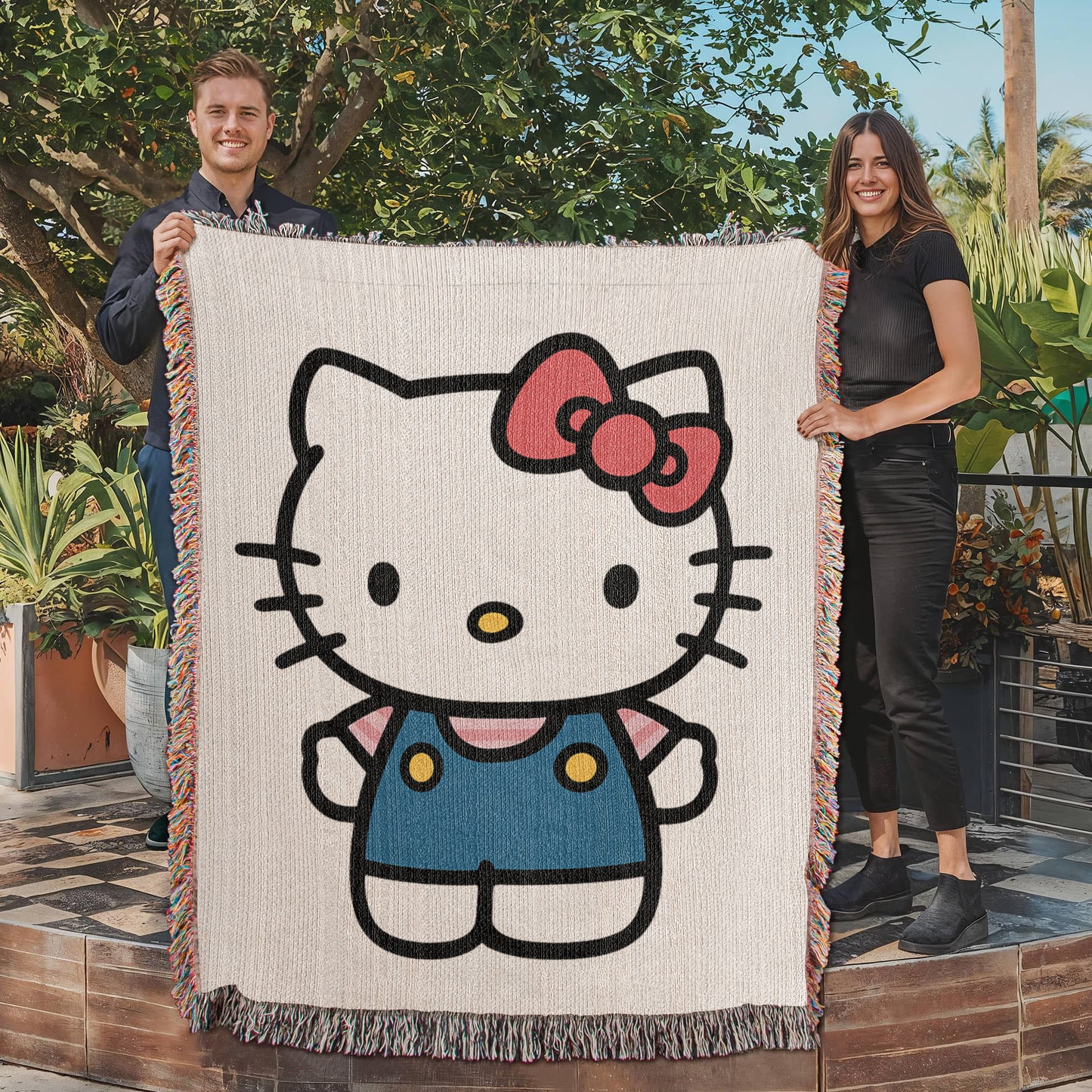 Cute Kitty Woven Blanket