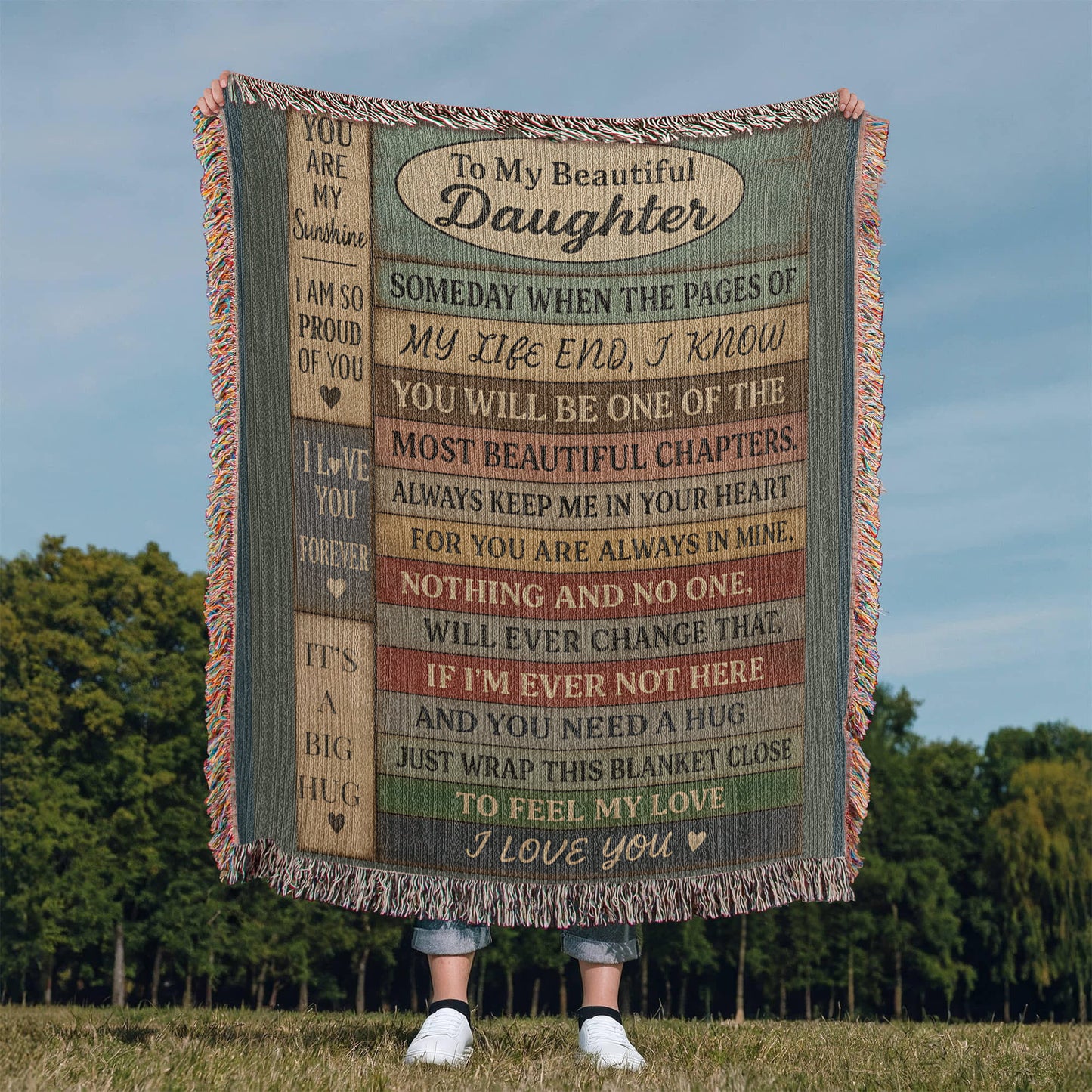 To My Daughter Blanket – Rustic Wood Plank Message – Cozy Woven Gift from Mom or Dad