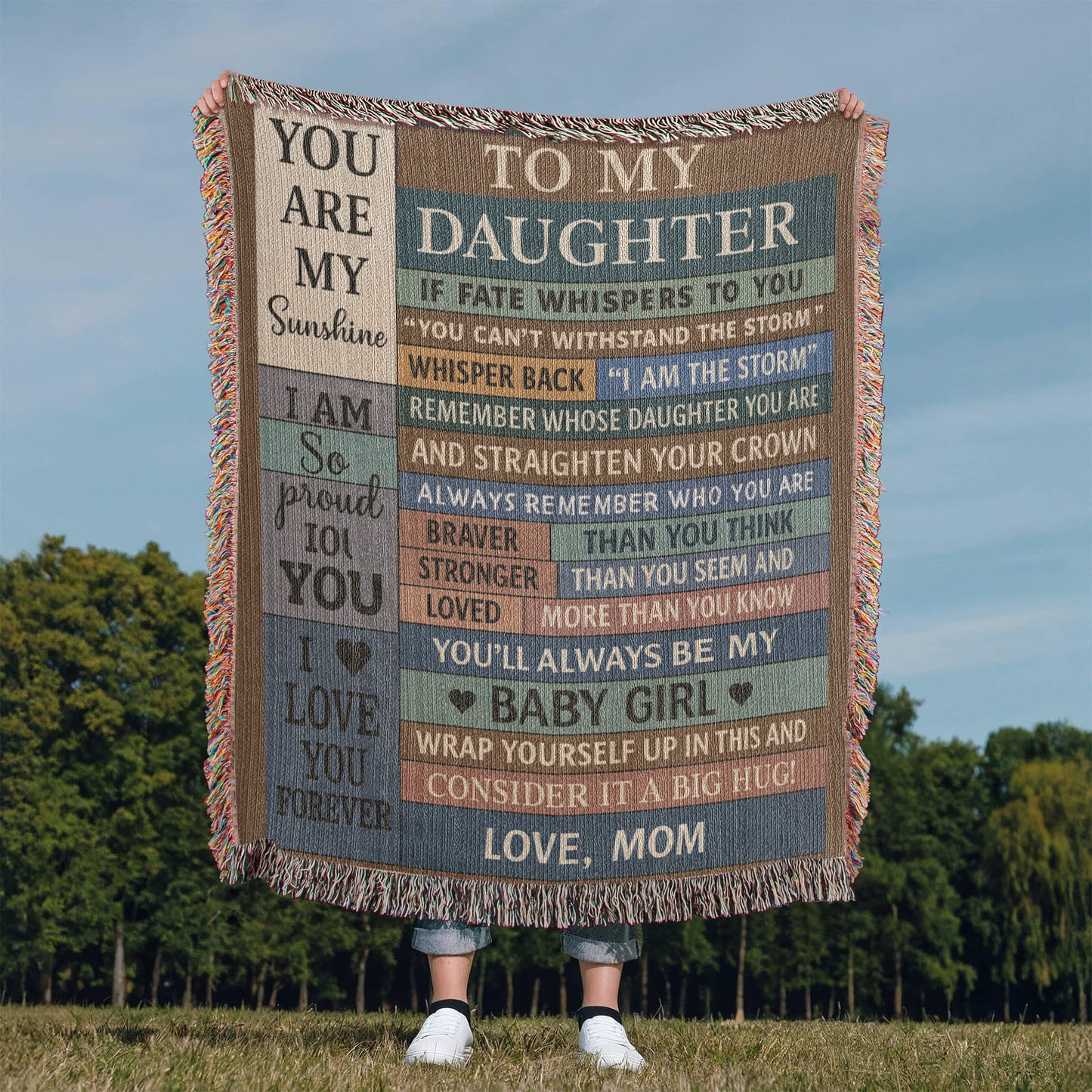 To  My Daughter Love Mom Woven Blanket