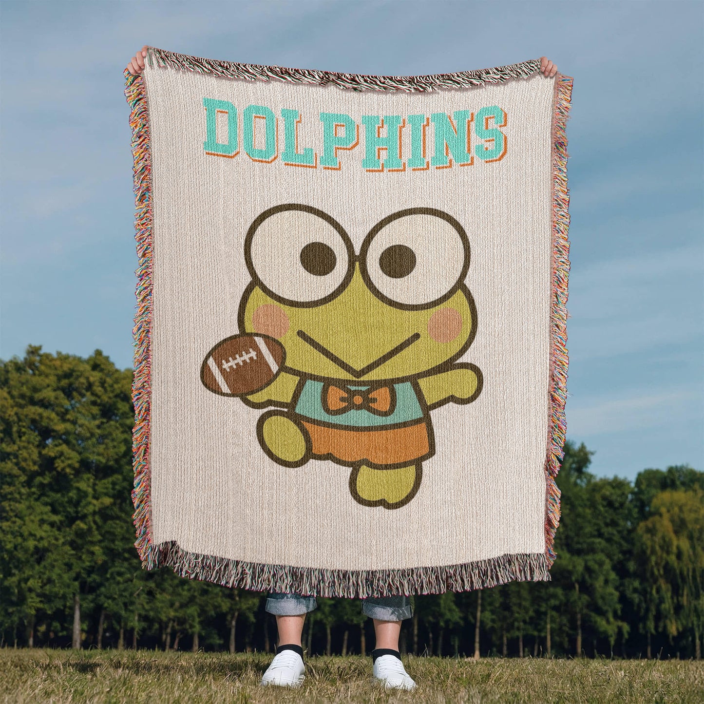 Cute Frog Kawaii Inspired Woven Blanket