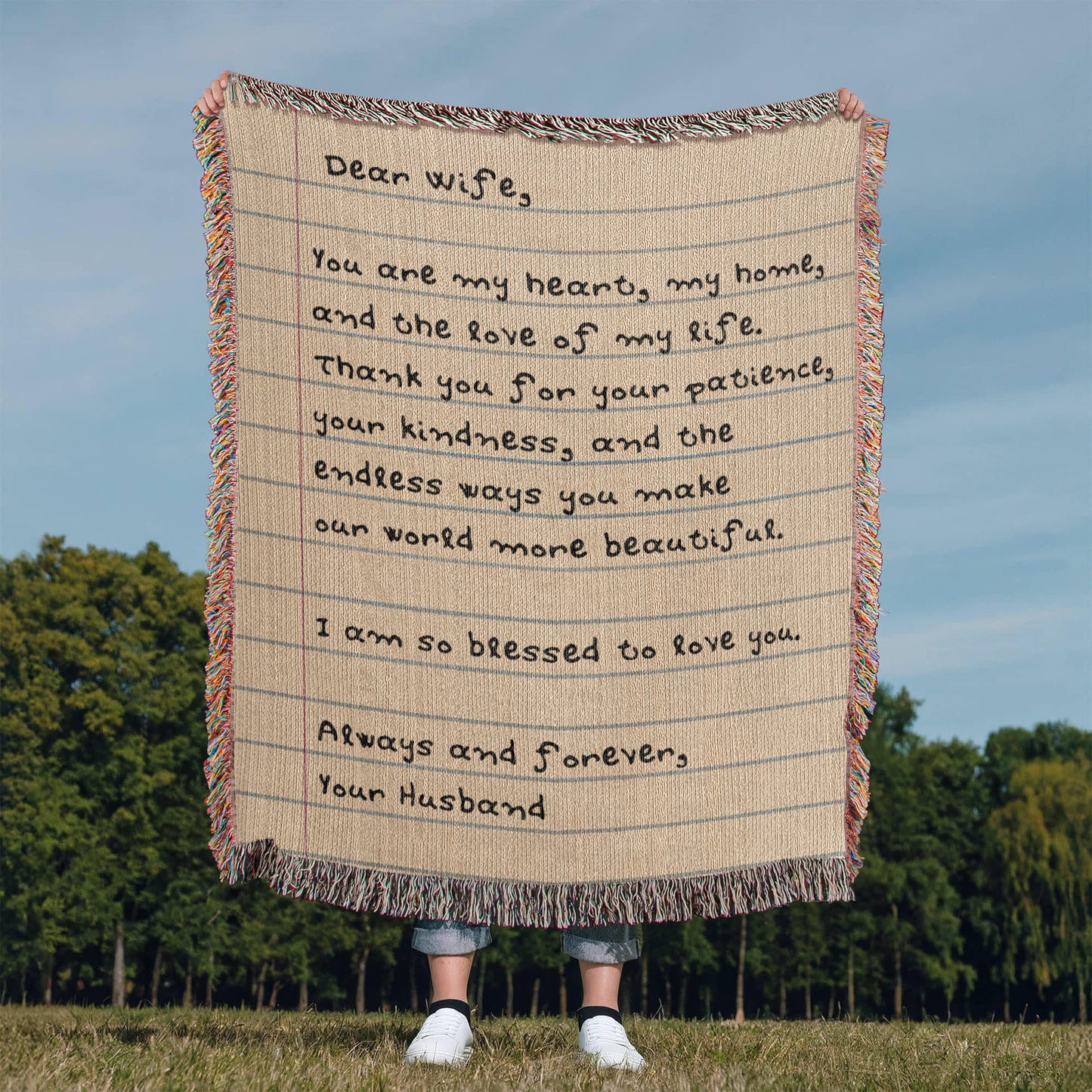 Dear Wife Letter Woven Blanket