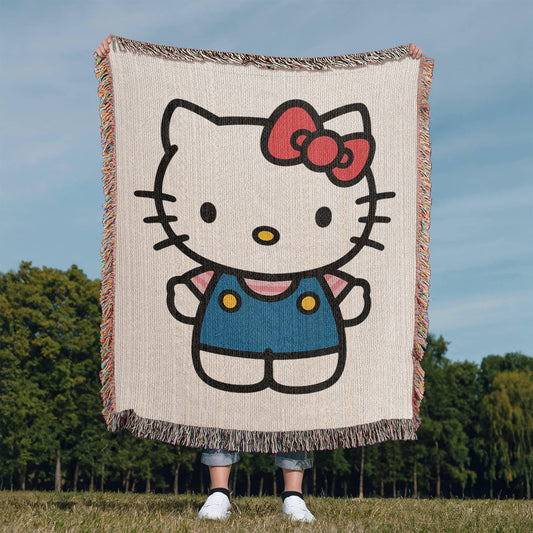 Cute Kitty Woven Blanket