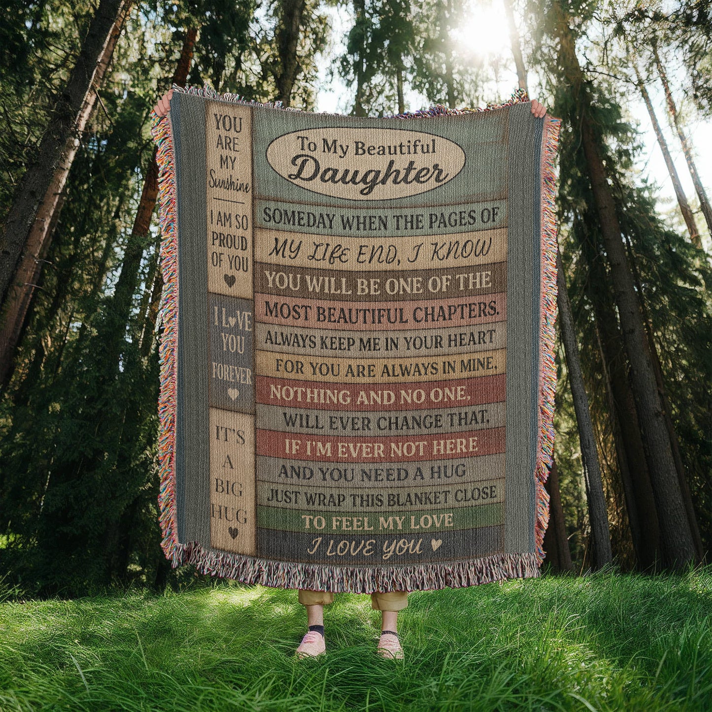 To My Daughter Blanket – Rustic Wood Plank Message – Cozy Woven Gift from Mom or Dad