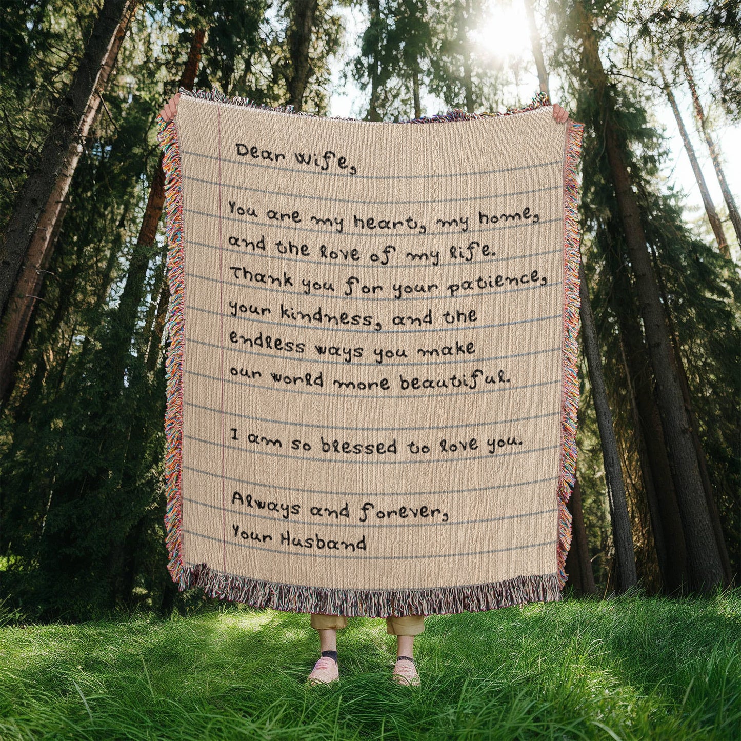 Dear Wife Letter Woven Blanket