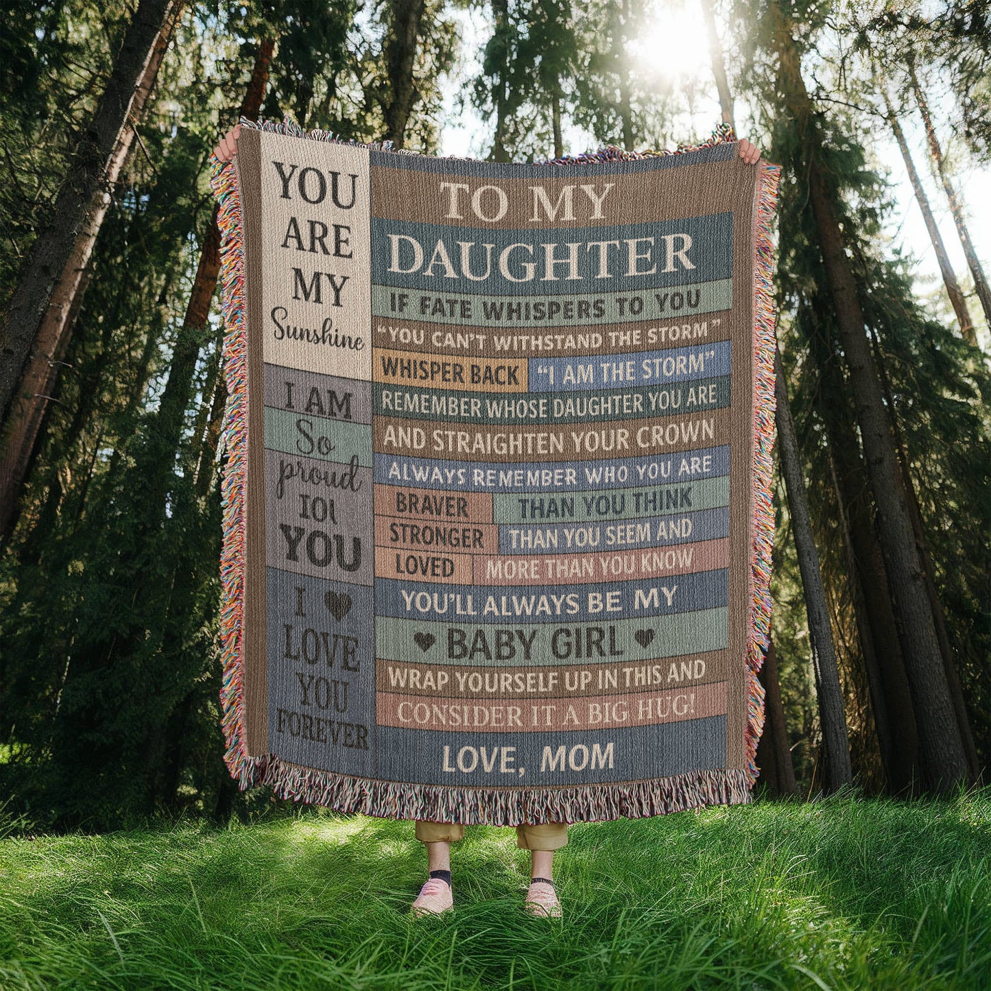 To  My Daughter Love Mom Woven Blanket